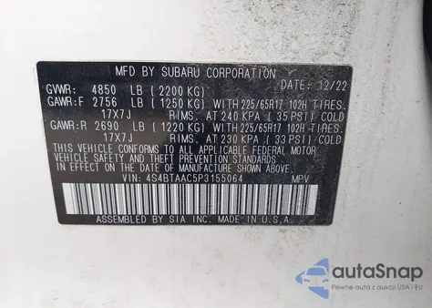 2023 Subaru Outback из США, поврежденный, VIN 4S4BTAAC5P3155064